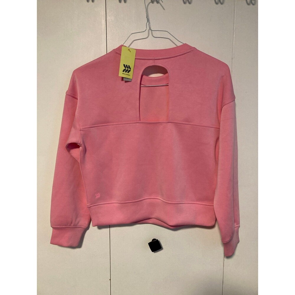 All In Motion Sandwashed Cutout Crewneck Sweatshirt Hot Pink XS NWT
